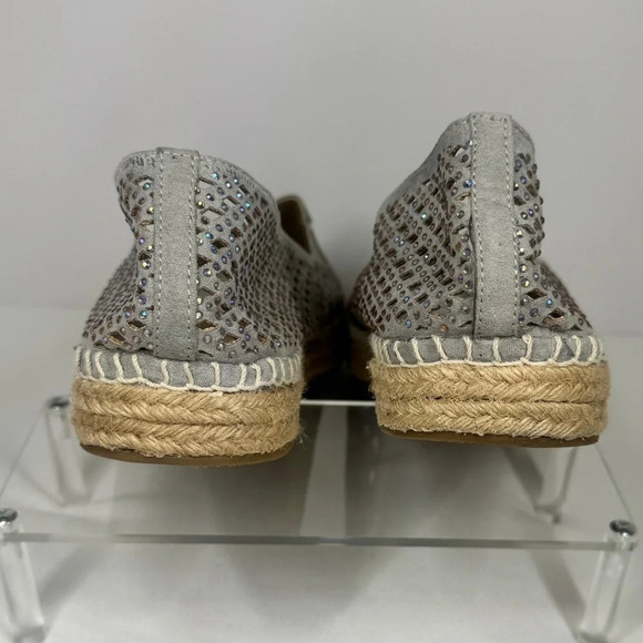 Steve Madden Espadrille Silver Rhinestone Flats Size 9M - Picture 7 of 8
